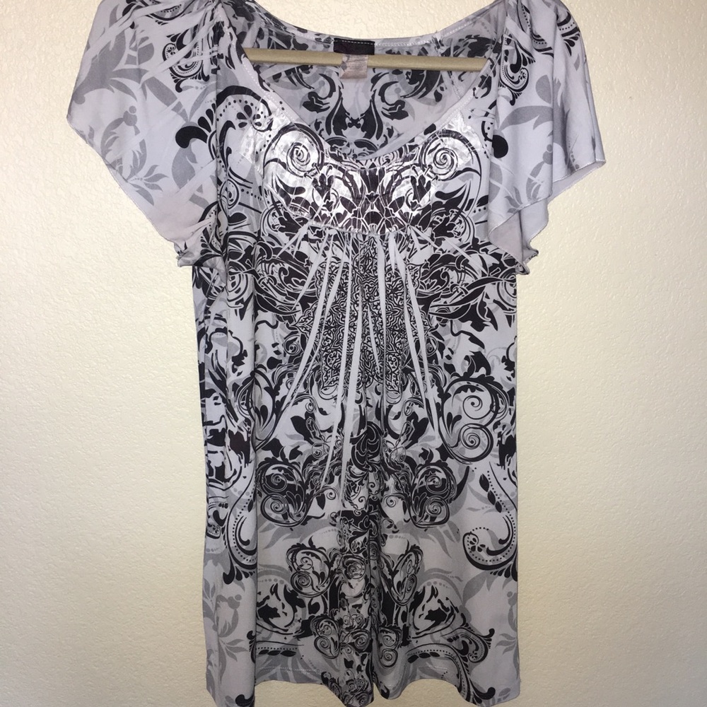 Agenda XL Gray/Black/Off-White Women’s Top